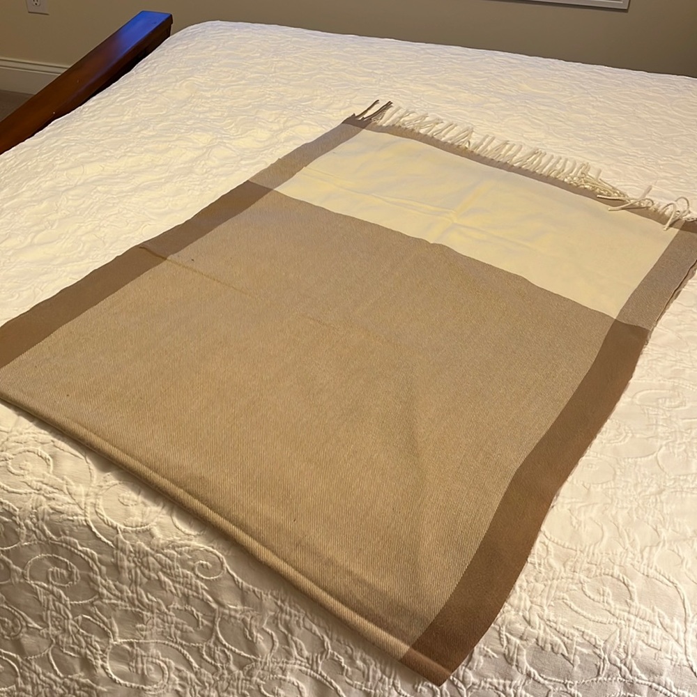 Large Soft Tan And Beige Scarf